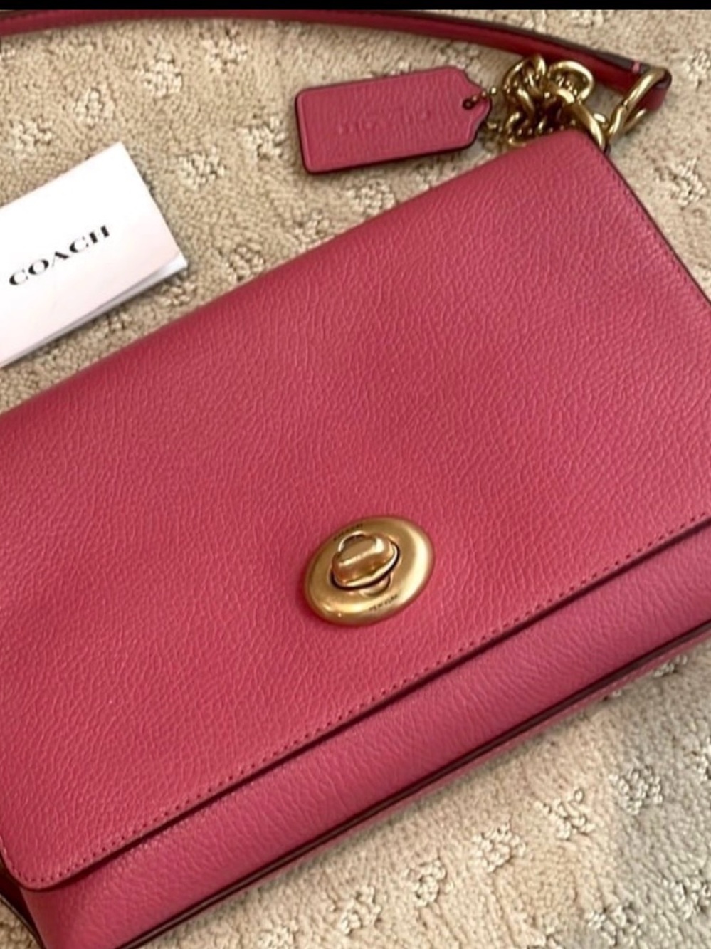 Coach Pink Leather Turnlock Crossbody Clutch - Picture 3 of 9